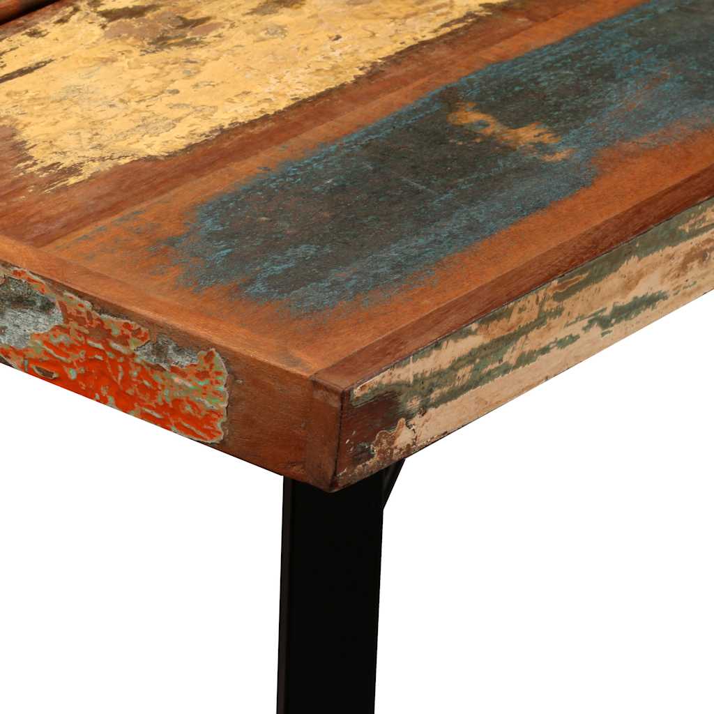 vidaXL 7-tlg. Bar-Set Altholz Massiv, Echtleder und Canvas