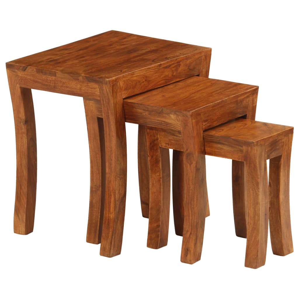 vidaXL 3-tlg. Satztisch-Set Massivholz Akazie 50x35x50 cm Braun