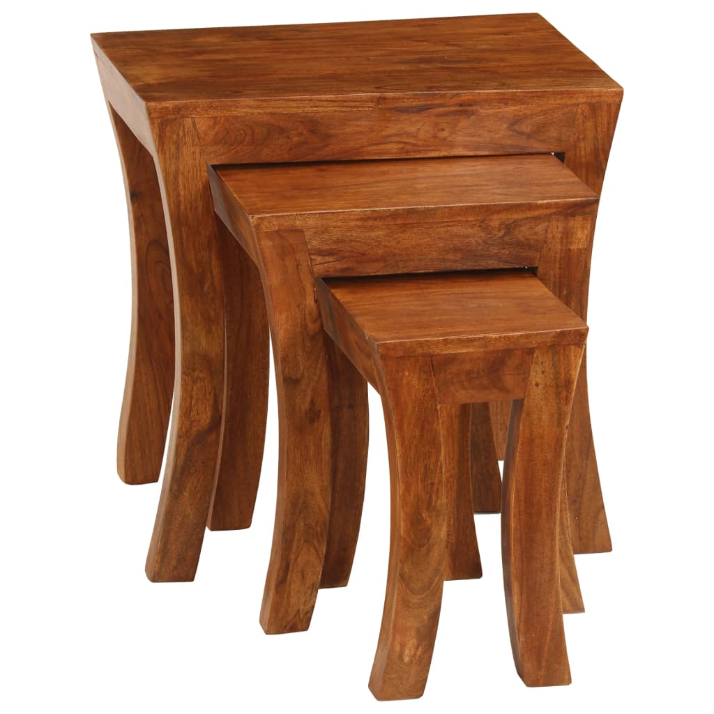 vidaXL 3-tlg. Satztisch-Set Massivholz Akazie 50x35x50 cm Braun