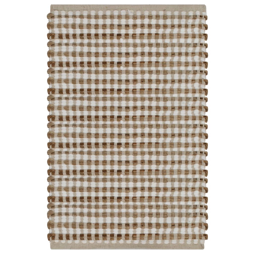 vidaXL Handgewebtes Badematten-Set Jute Stoff Natur und Weiß