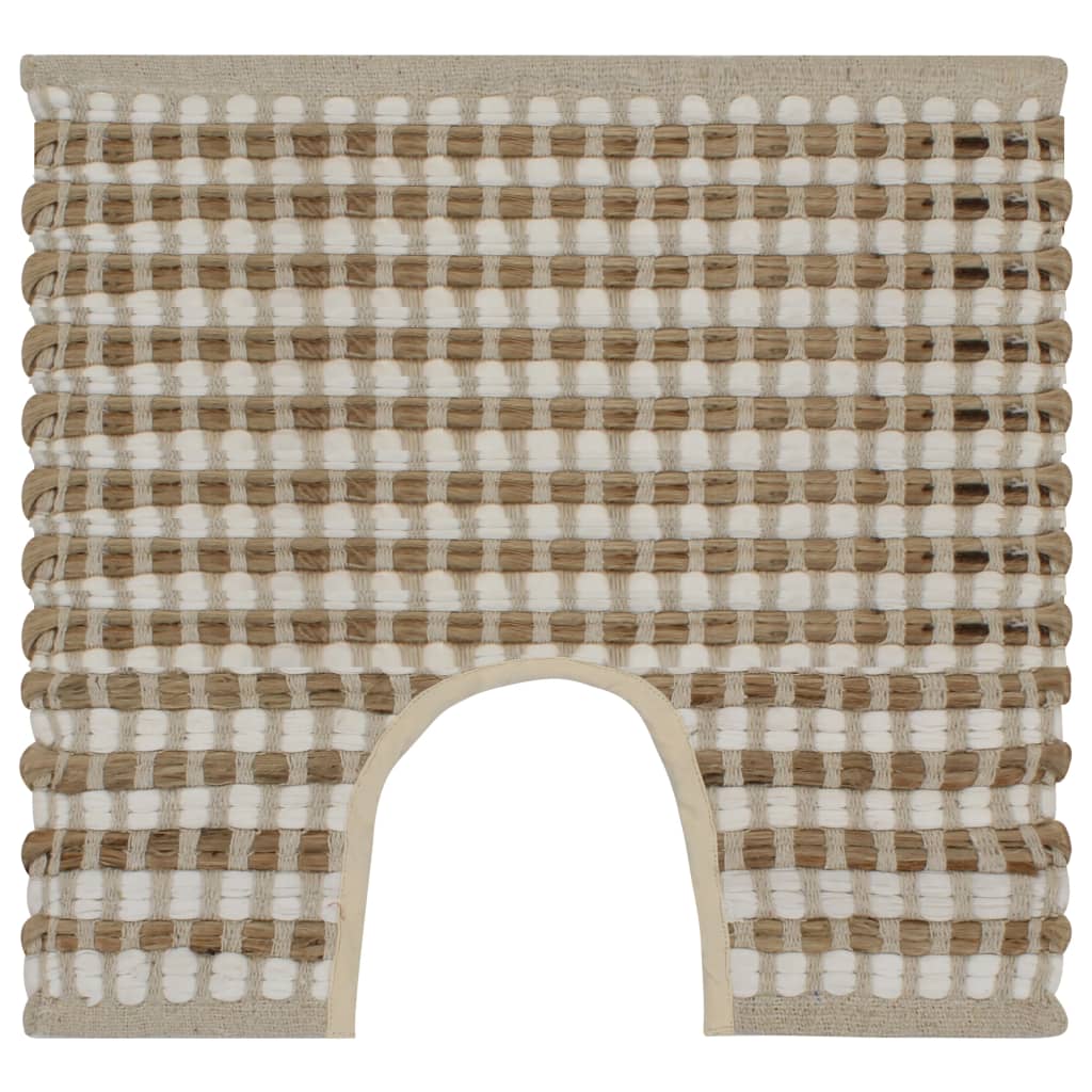 vidaXL Handgewebtes Badematten-Set Jute Stoff Natur und Weiß