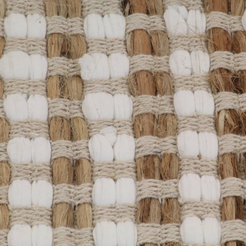 vidaXL Handgewebtes Badematten-Set Jute Stoff Natur und Weiß