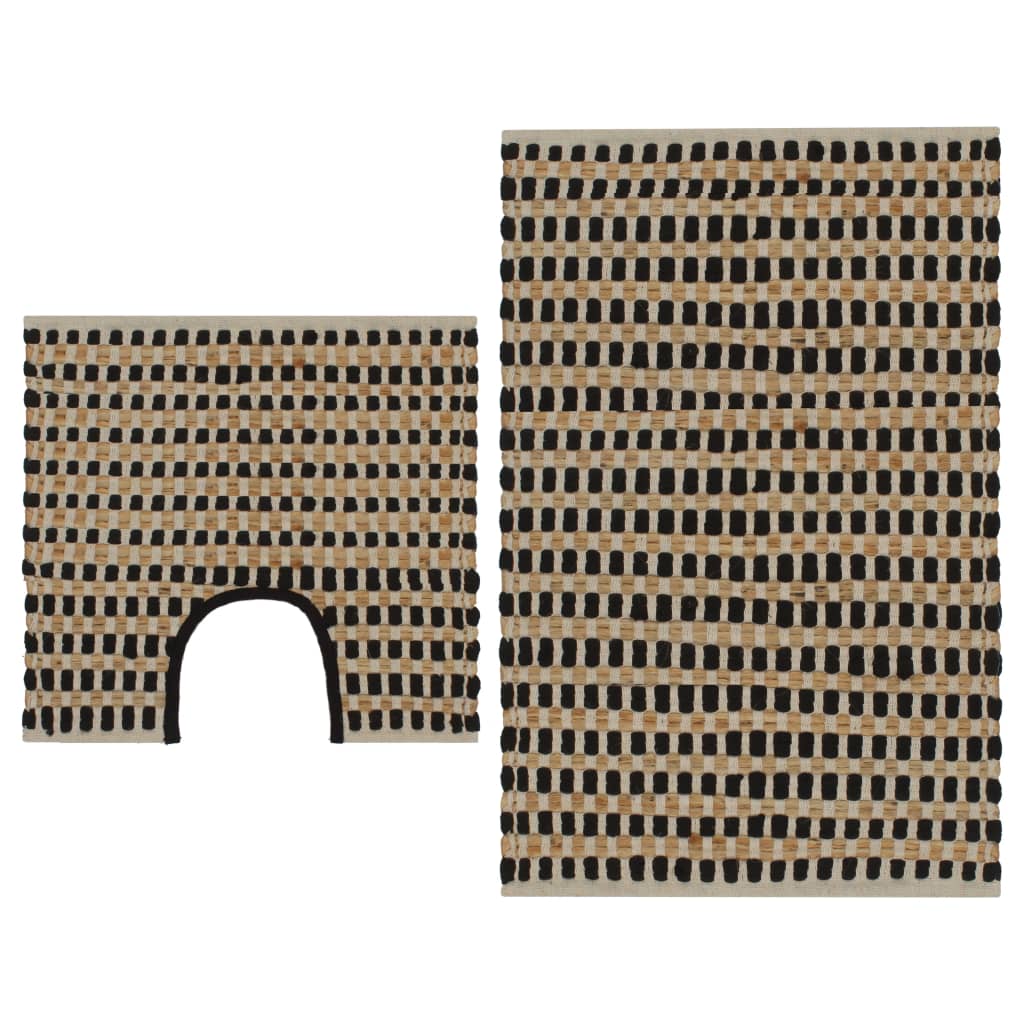 vidaXL Handgewebtes Badematten-Set Jute Stoff Natur und Weiß
