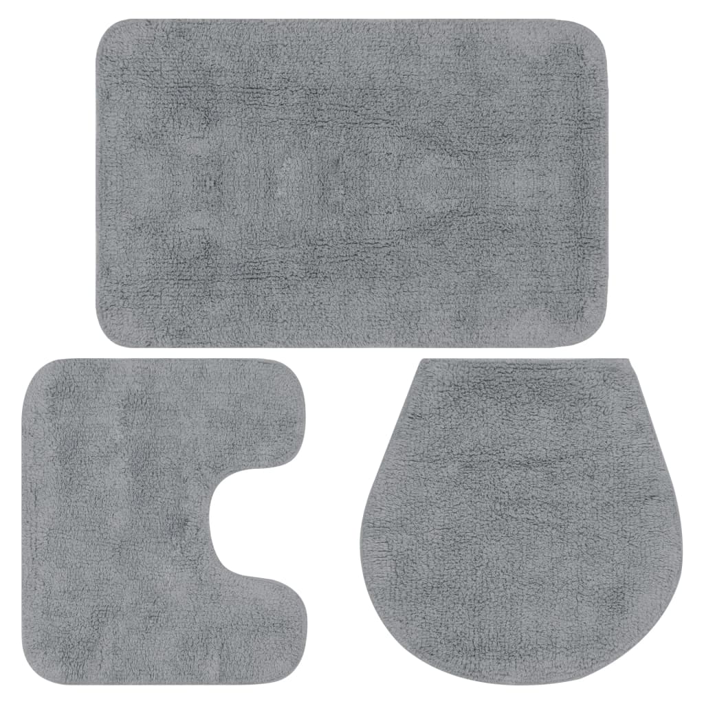 vidaXL Badematten-Set 3-tlg. Stoff Anthrazit