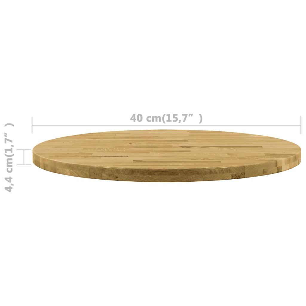 vidaXL Tischplatte Eichenholz Massiv Rund 44 mm 400 mm