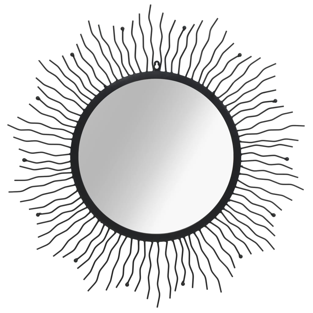 vidaXL Wandspiegel Sonnenform 80 cm Schwarz