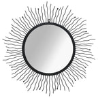 vidaXL Wandspiegel Sonnenform 80 cm Schwarz