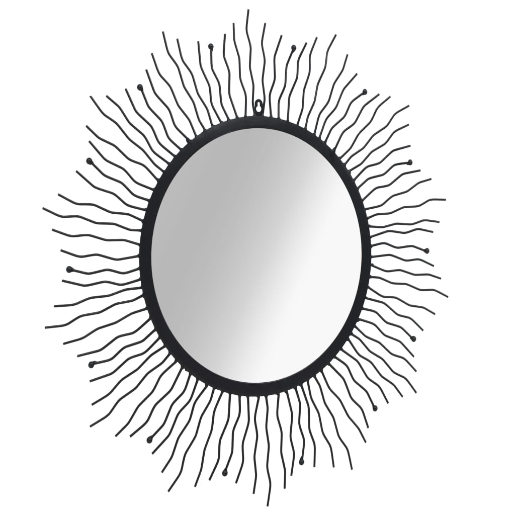 vidaXL Wandspiegel Sonnenform 80 cm Schwarz