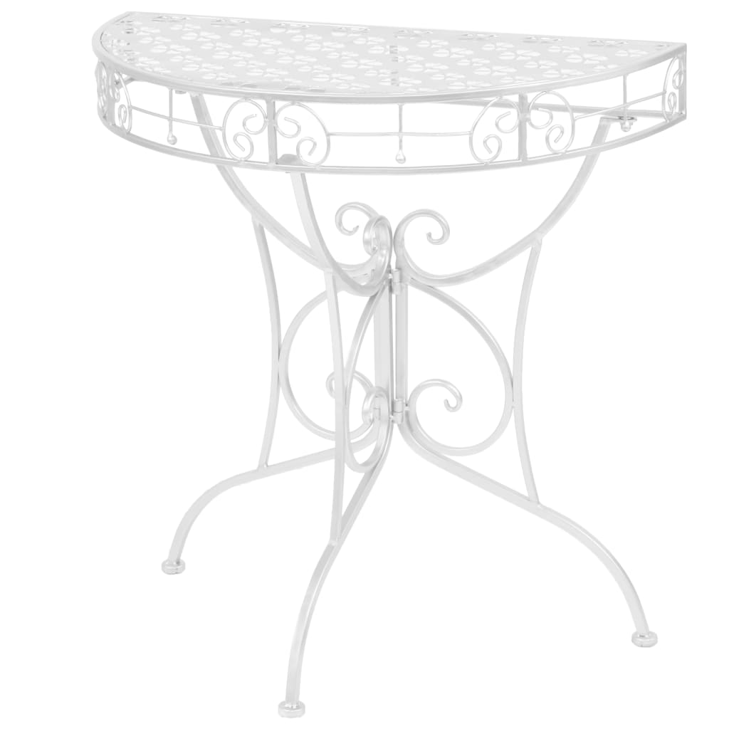vidaXL Beistelltisch Vintage-Stil Halbrund Metall 72x36x74 cm Silber