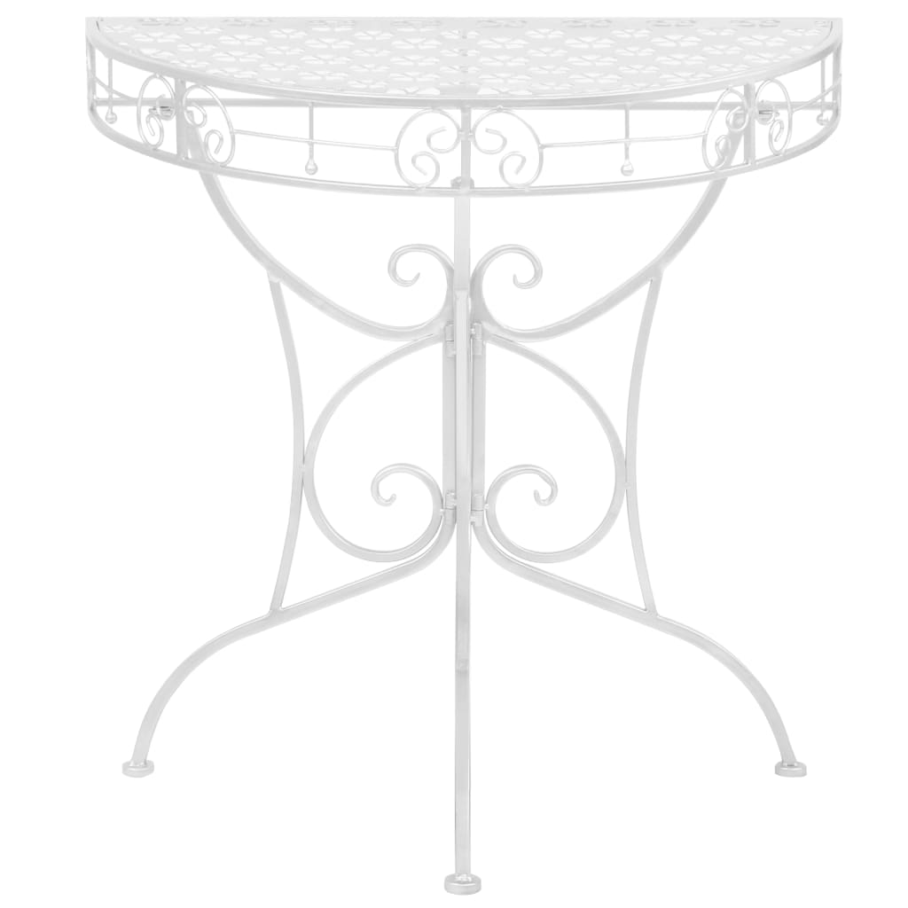 vidaXL Beistelltisch Vintage-Stil Halbrund Metall 72x36x74 cm Silber