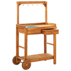 vidaXL Servierwagen Akazienolz Massiv 92 x 43,5 x 141,5 cm