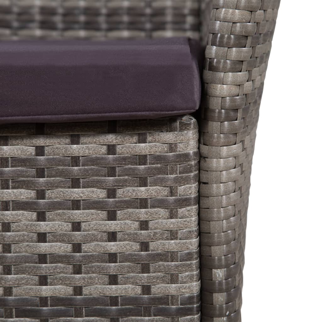 vidaXL Gartenstühle 2 Stk. mit Auflagen Poly Rattan Grau