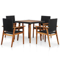 vidaXL 5-tlg. Garten-Essgruppe Poly Rattan Schwarz und Braun