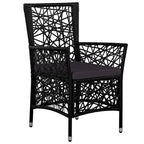 vidaXL 7-tlg. Garten-Essgruppe Poly Rattan Schwarz