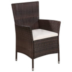 vidaXL Gartenstuhl und Hocker mit Polstern Poly Rattan Braun