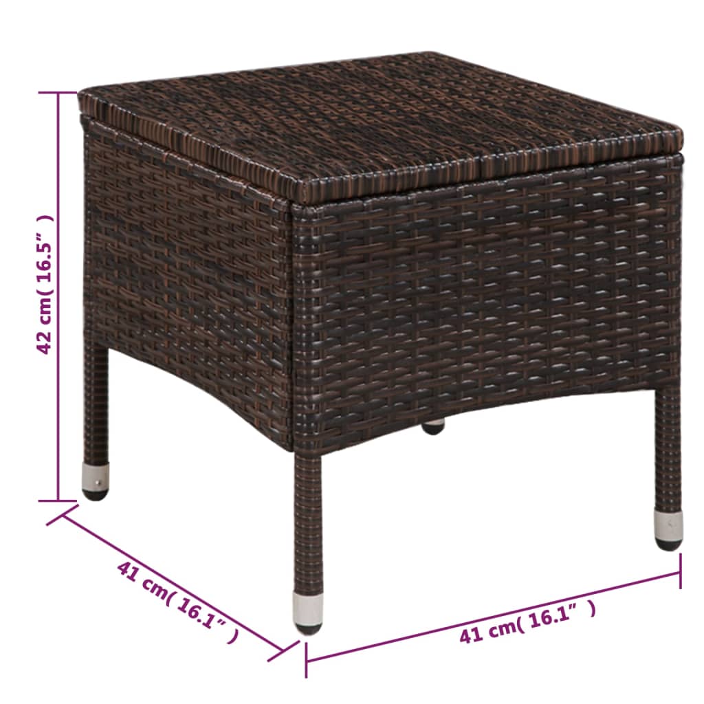 vidaXL Gartenstuhl und Hocker mit Polstern Poly Rattan Braun