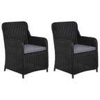 vidaXL Gartenstühle mit Polster 2 Stk. Poly Rattan Schwarz
