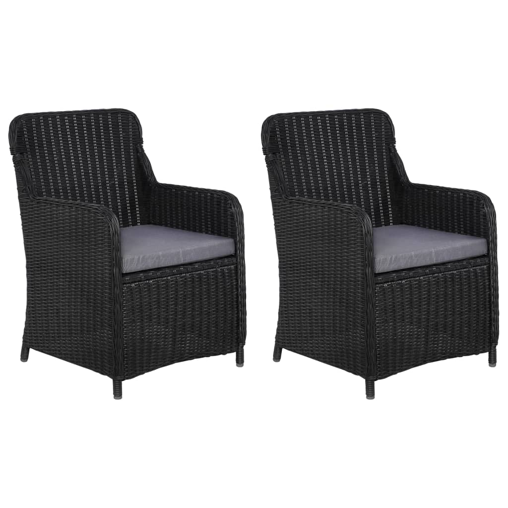 vidaXL Gartenstühle mit Polster 2 Stk. Poly Rattan Schwarz