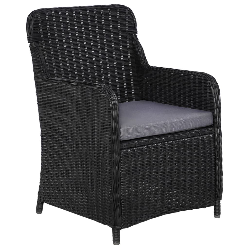 vidaXL Gartenstühle mit Polster 2 Stk. Poly Rattan Schwarz