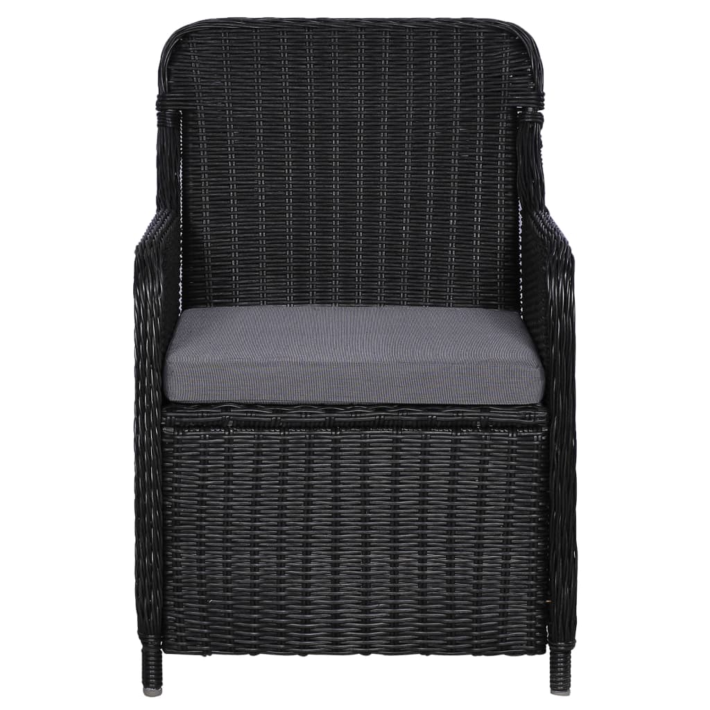 vidaXL Gartenstühle mit Polster 2 Stk. Poly Rattan Schwarz