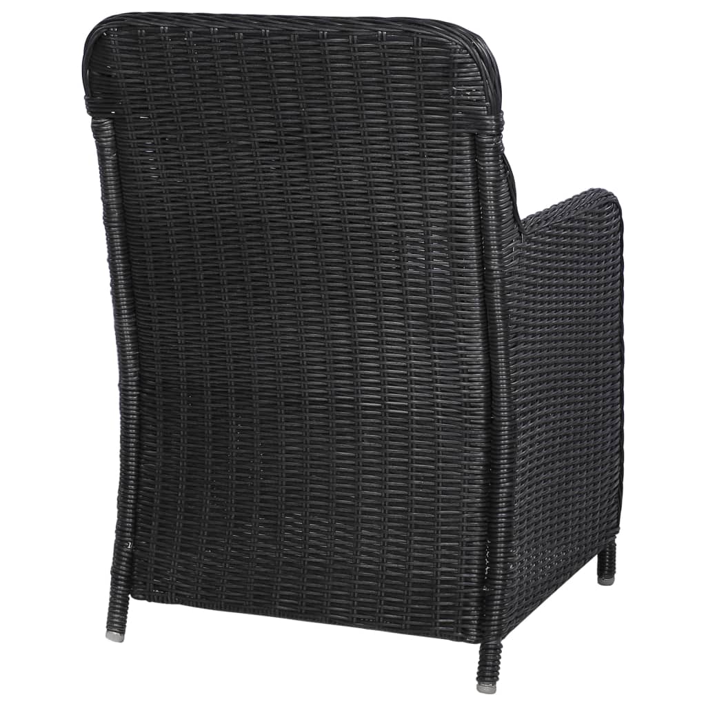 vidaXL Gartenstühle mit Polster 2 Stk. Poly Rattan Schwarz
