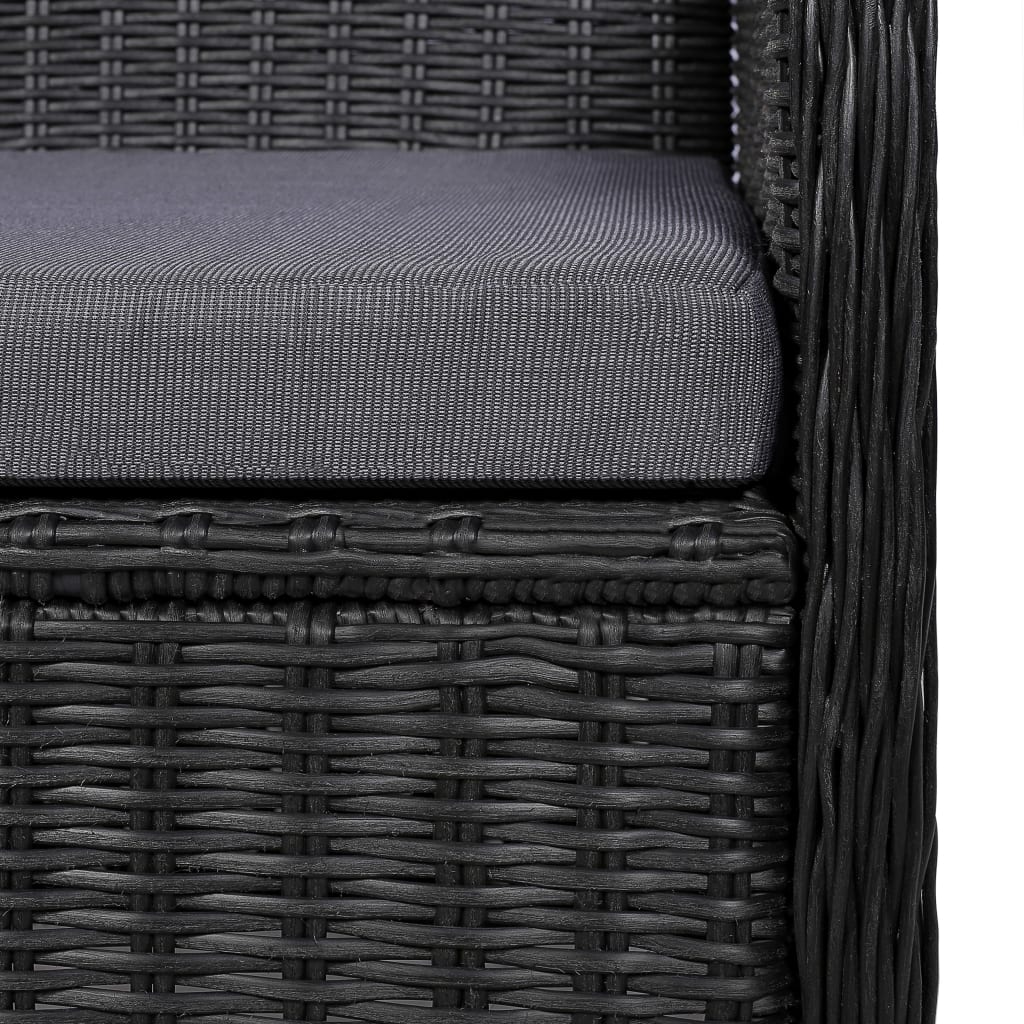 vidaXL Gartenstühle mit Polster 2 Stk. Poly Rattan Schwarz