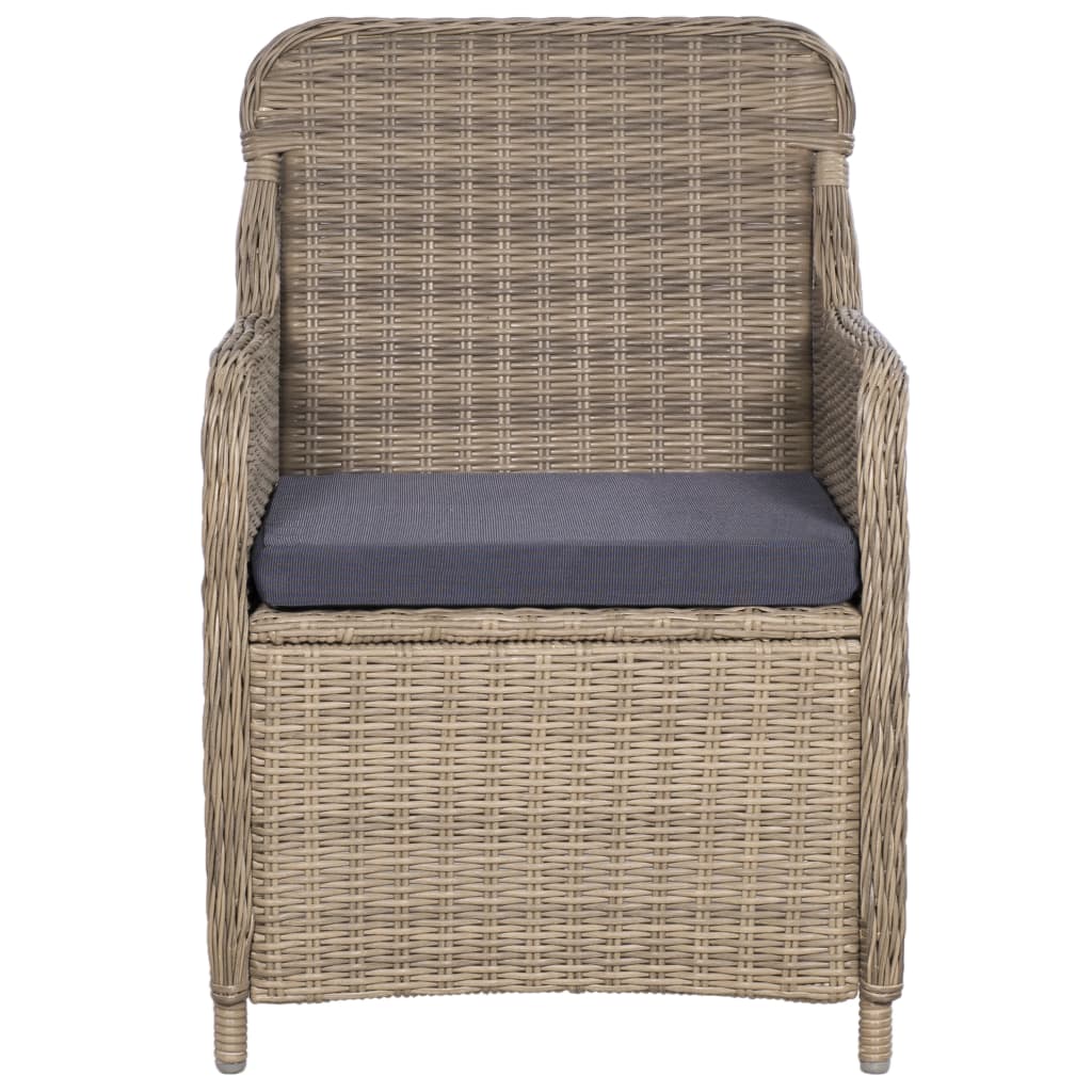 vidaXL Gartenstühle mit Polstern 2 Stk. Poly Rattan Braun