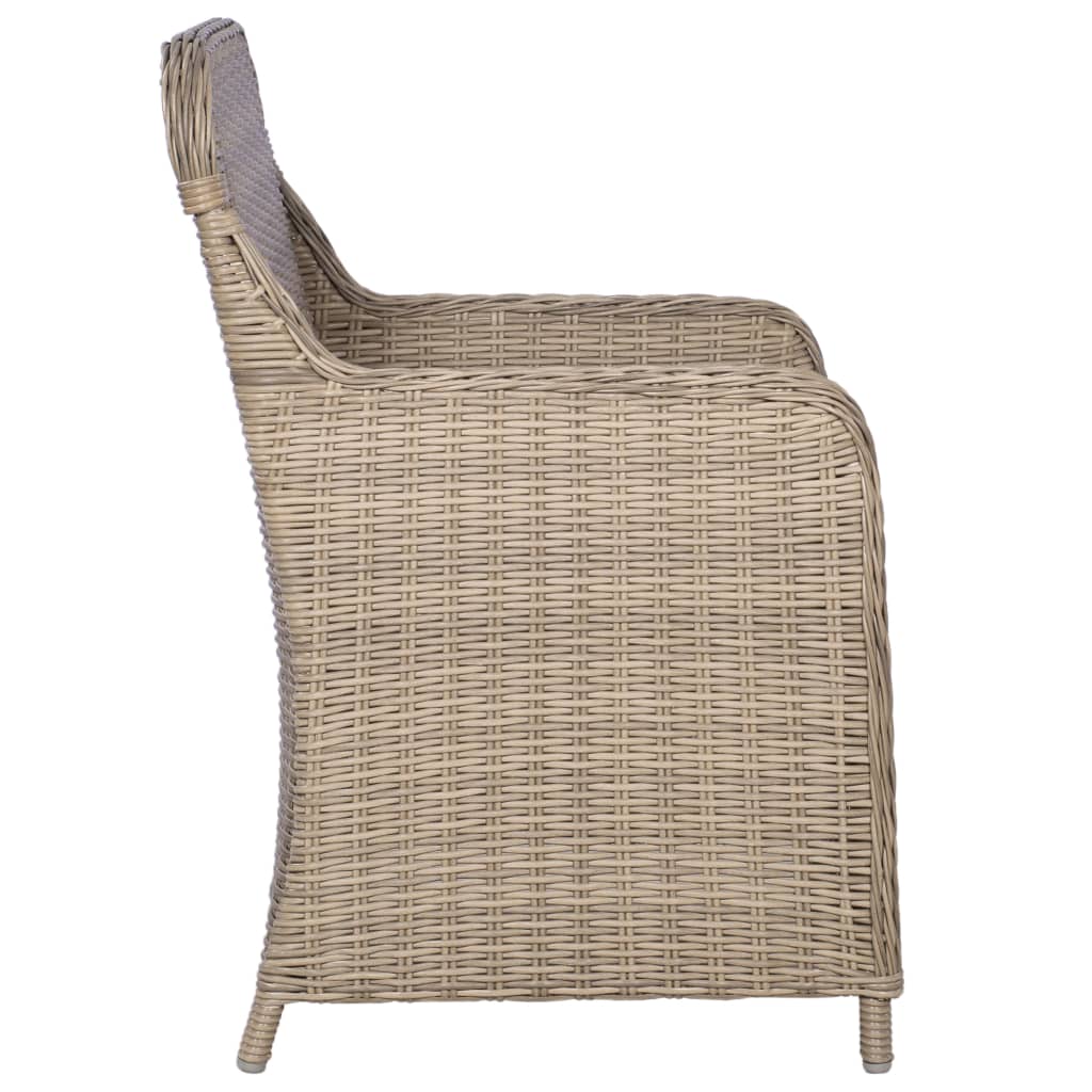 vidaXL Gartenstühle mit Polstern 2 Stk. Poly Rattan Braun