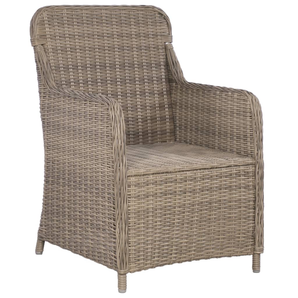 vidaXL Gartenstühle mit Polstern 2 Stk. Poly Rattan Braun