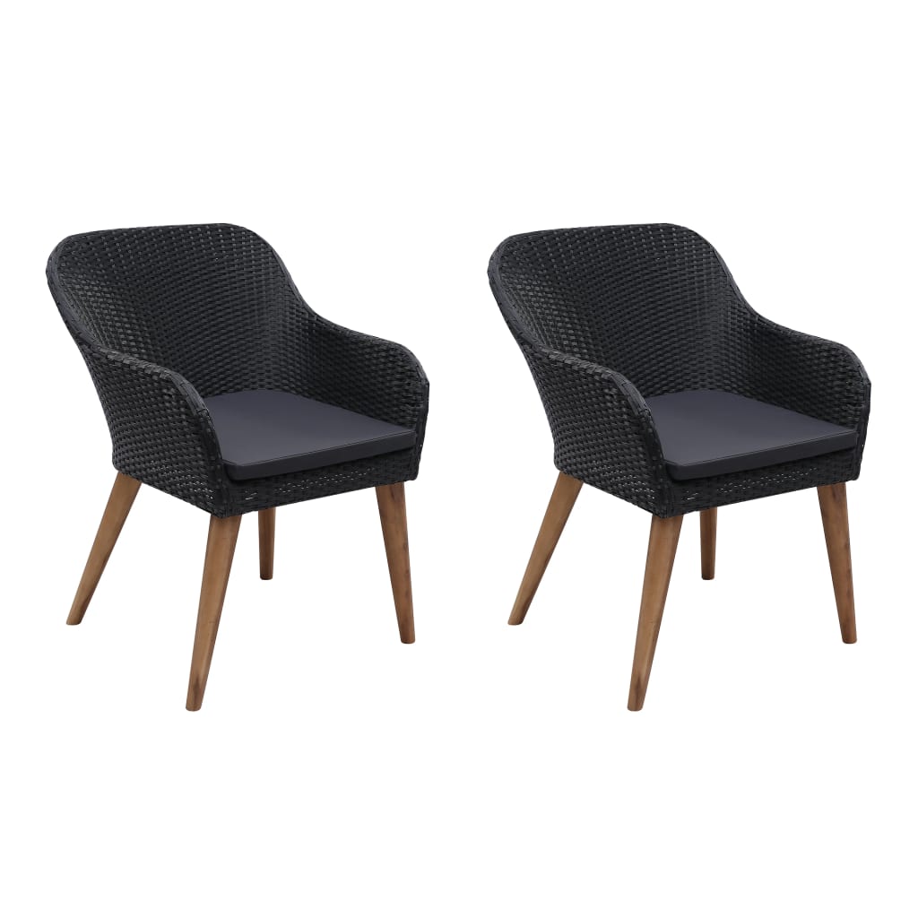 vidaXL Gartenstühle mit Polstern 2 Stk. Poly Rattan Braun