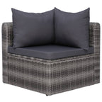 vidaXL 7-tlg. Garten-Sofagarnitur mit Polster&Kissen Poly Rattan Grau