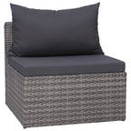 vidaXL 7-tlg. Garten-Sofagarnitur mit Polster&Kissen Poly Rattan Grau
