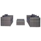 vidaXL 6-tlg. Garten-Sofagarnitur mit Polstern&Kissen Poly Rattan Grau