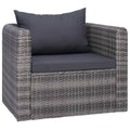 vidaXL Gartenstuhl mit Polster und Kissen Poly Rattan Grau
