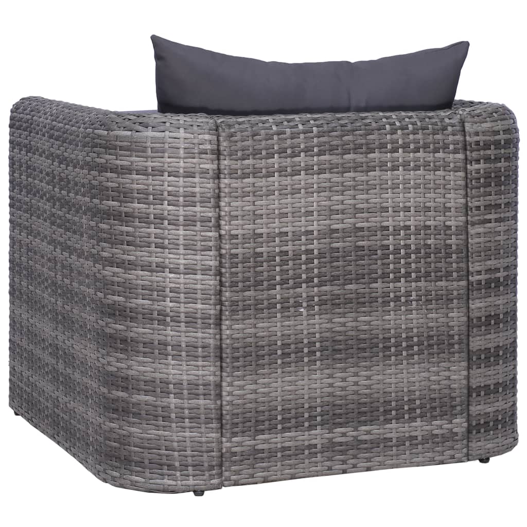 vidaXL Gartenstuhl mit Polster und Kissen Poly Rattan Grau
