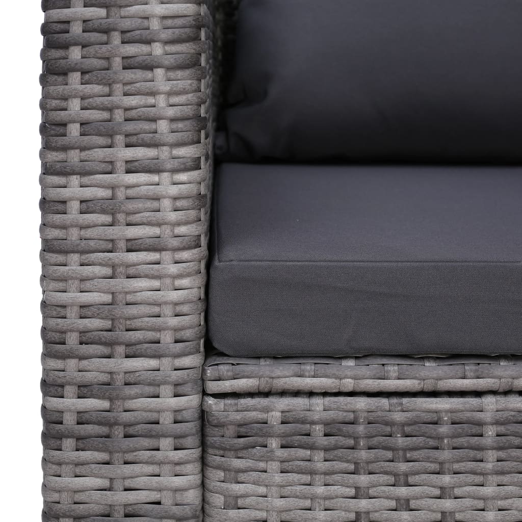 vidaXL Gartenstuhl mit Polster und Kissen Poly Rattan Grau