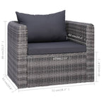 vidaXL Gartenstuhl mit Polster und Kissen Poly Rattan Grau