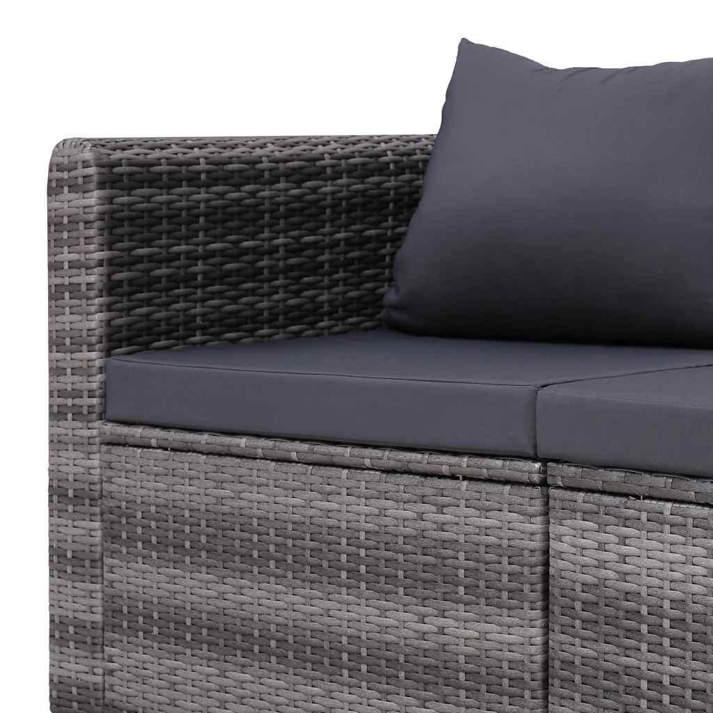 vidaXL 3-tlg. Garten-Sofagarnitur mit Kissen Grau Poly Rattan
