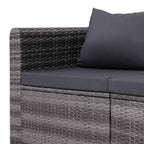 vidaXL 3-tlg. Garten-Sofagarnitur mit Kissen Grau Poly Rattan