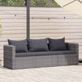 vidaXL 3-tlg. Garten-Sofagarnitur mit Kissen Grau Poly Rattan