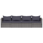 vidaXL 4-tlg. Garten-Sofagarnitur mit Kissen Grau Poly Rattan