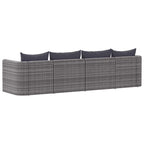 vidaXL 4-tlg. Garten-Sofagarnitur mit Kissen Grau Poly Rattan