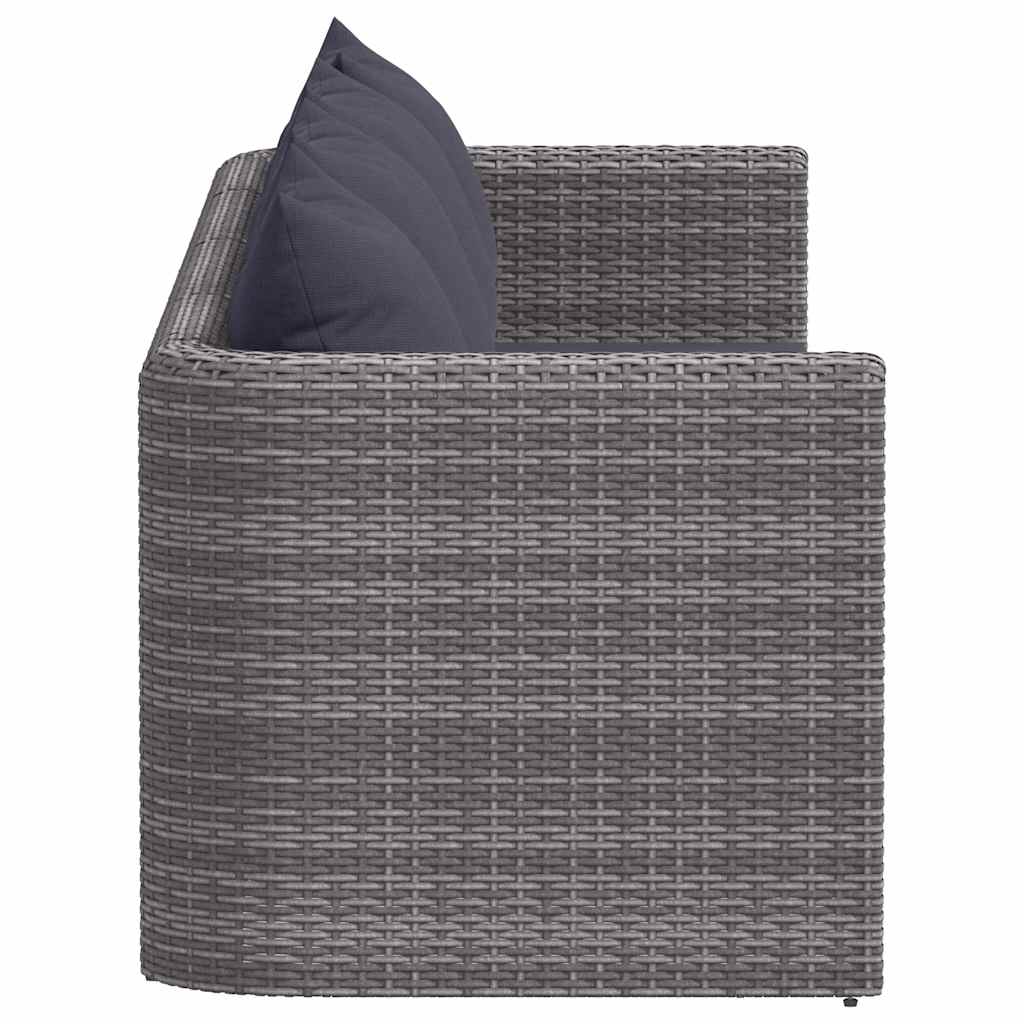 vidaXL 4-tlg. Garten-Sofagarnitur mit Kissen Grau Poly Rattan
