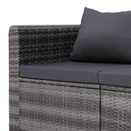vidaXL 4-tlg. Garten-Sofagarnitur mit Kissen Grau Poly Rattan