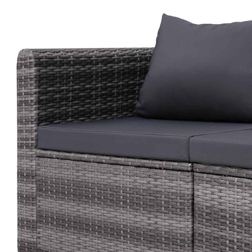 vidaXL 4-tlg. Garten-Sofagarnitur mit Kissen Grau Poly Rattan