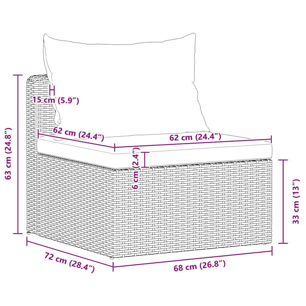 vidaXL 4-tlg. Garten-Sofagarnitur mit Kissen Grau Poly Rattan