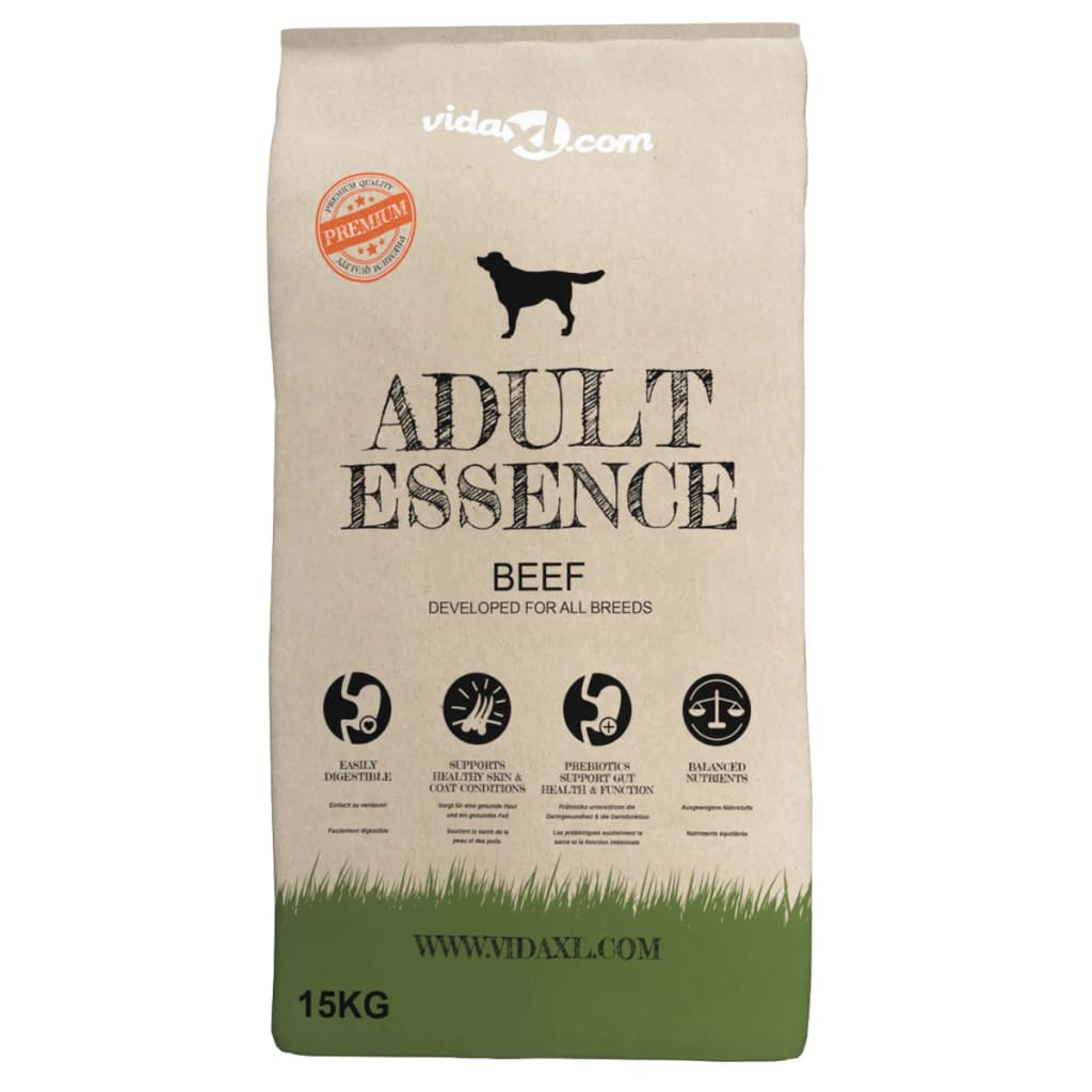 vidaXL Trockenfutter für Hunde Adult Essence Beef 2 Stk. 30 kg