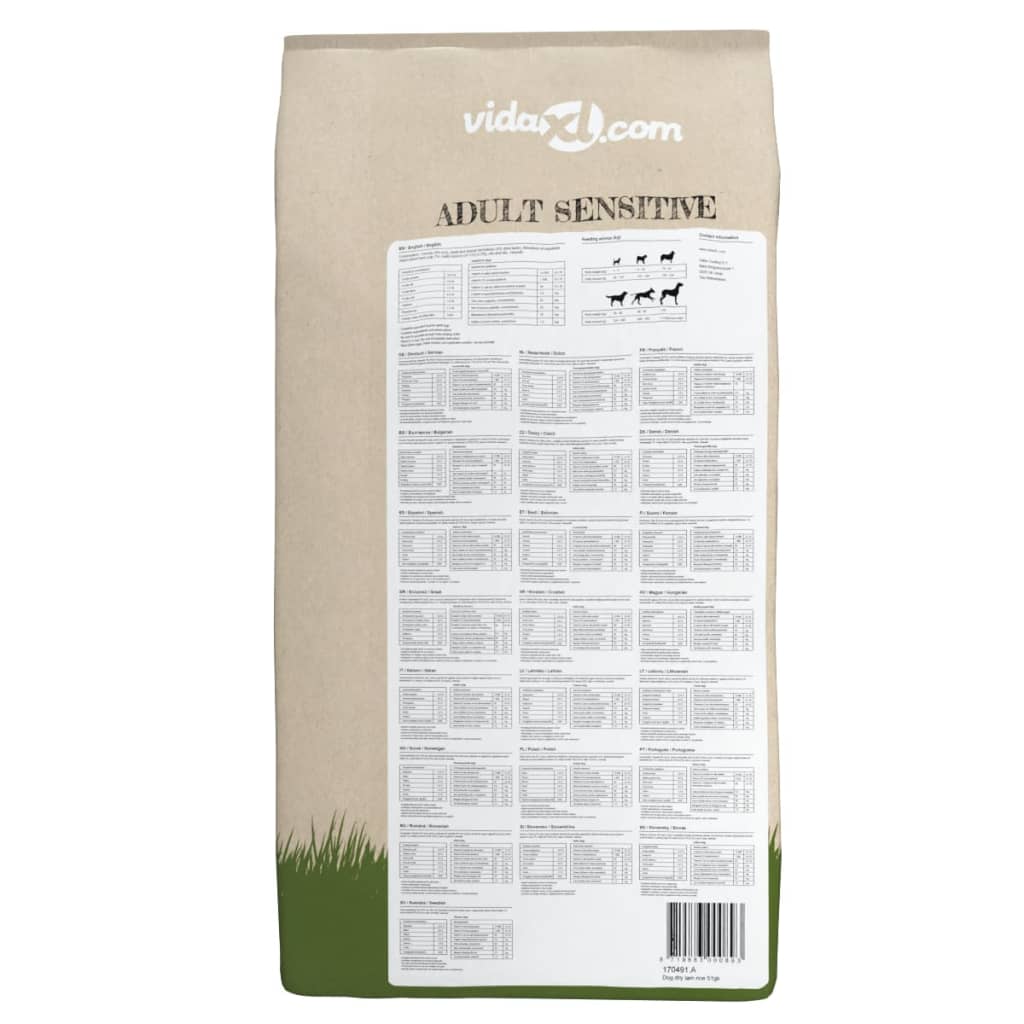 vidaXL Trockenfutter für Hunde Adult Sensitive Lamb & Rice 2 Stk 30 kg