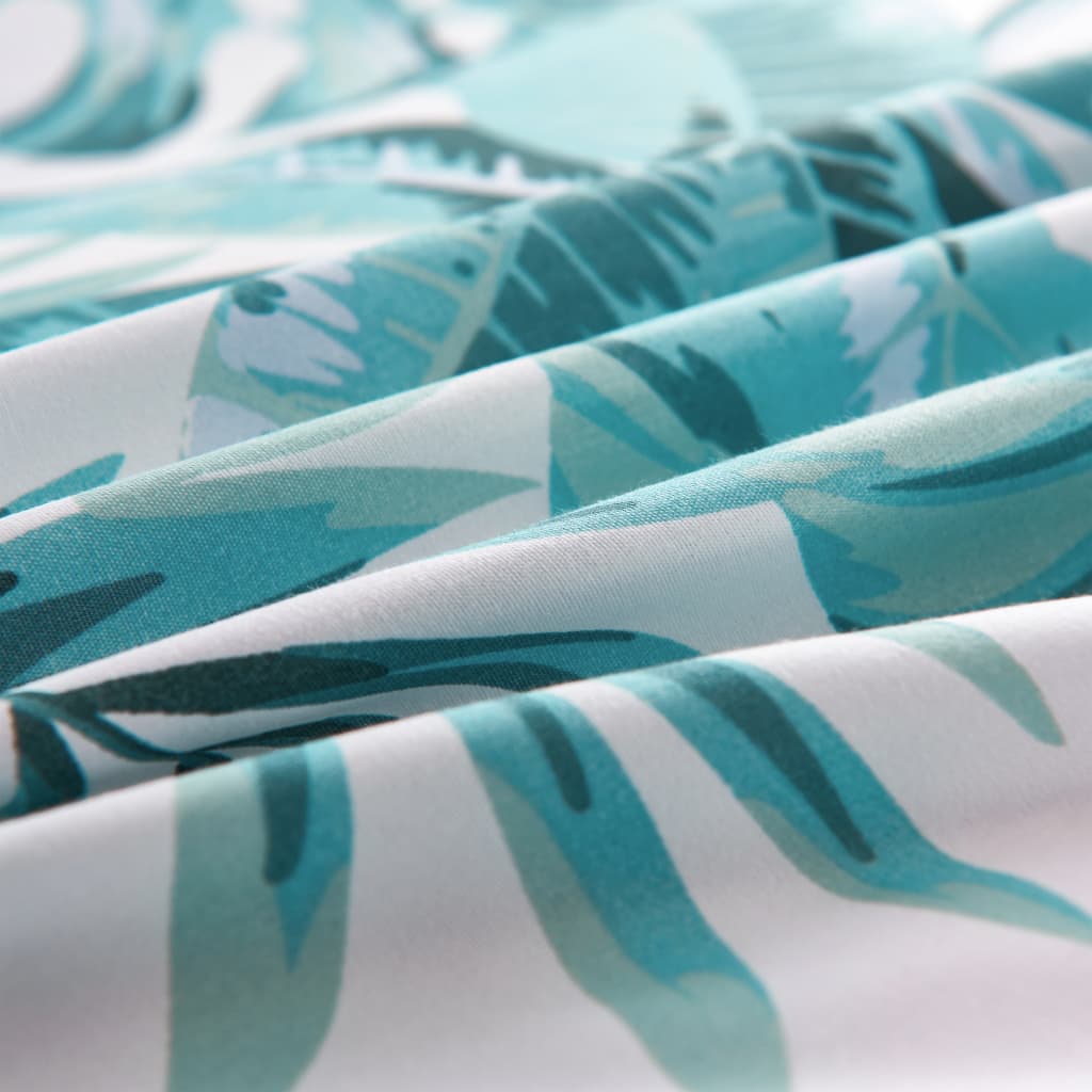 vidaXL Bettwäsche-Set Blätter Grün 140x200/60x70 cm