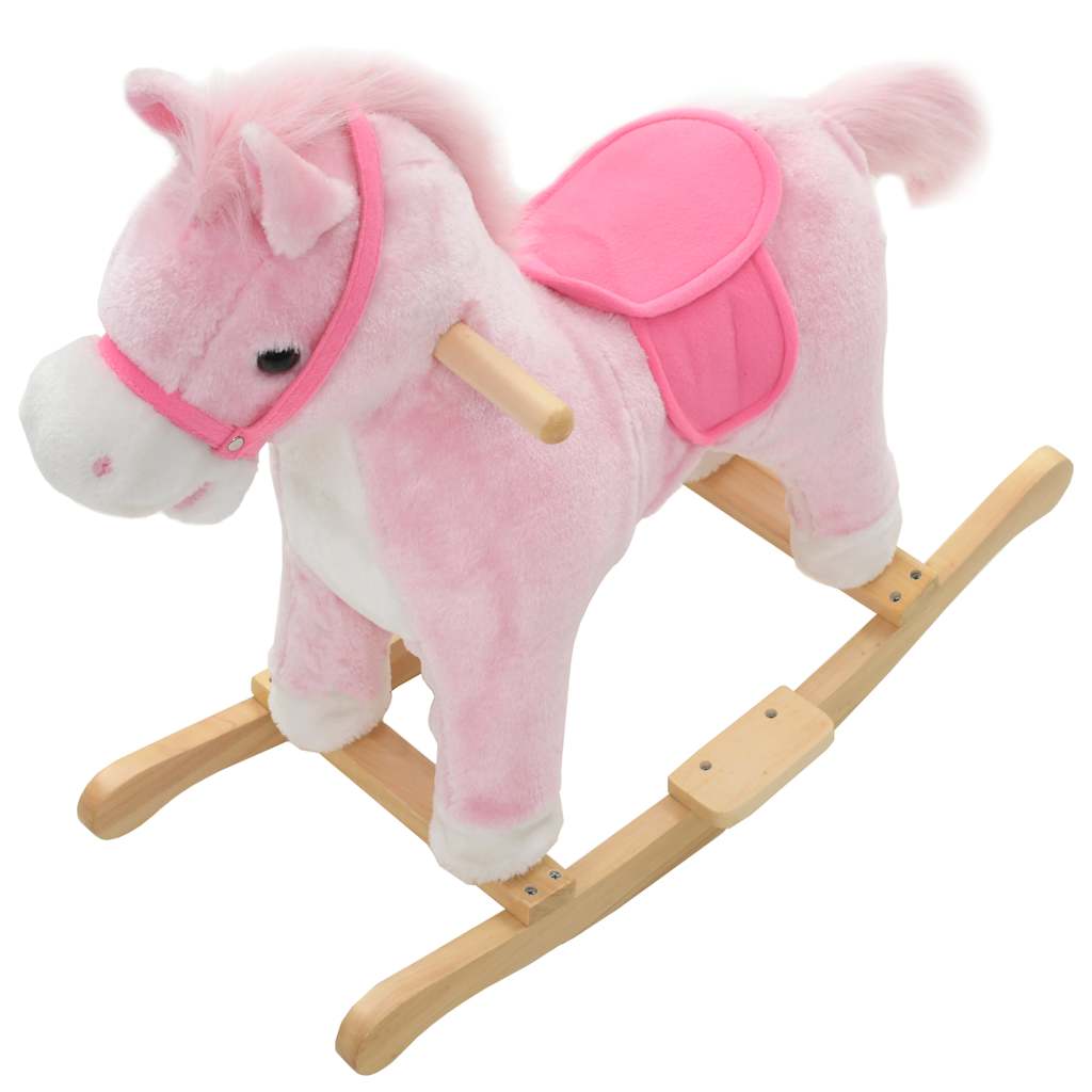 vidaXL Schaukeltier Pferd Plüsch 65x32x58 cm Rosa